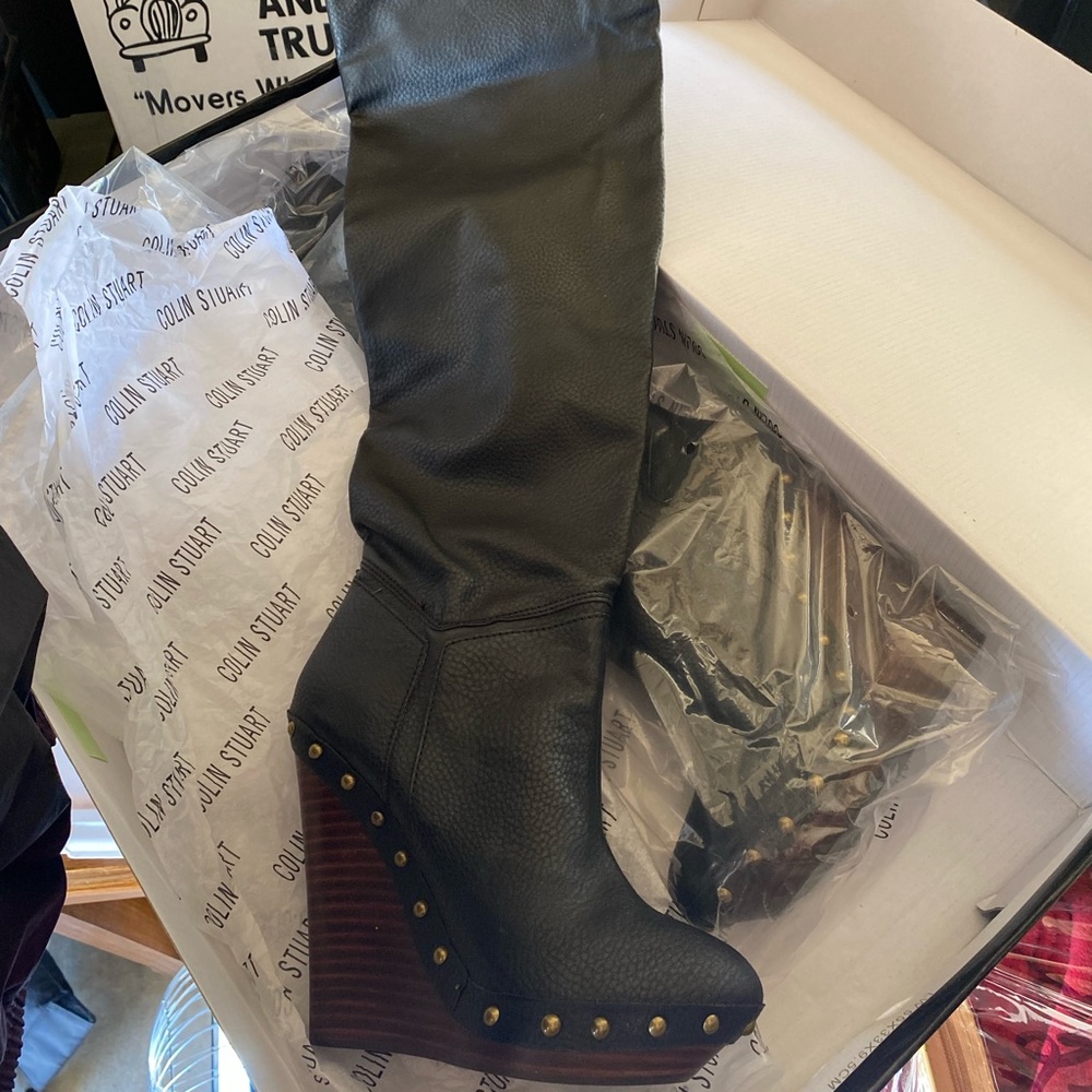 **SOLD** Colin Stuart Boots ~ Black Leather over the knee